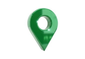 Green map pointer isolated on transparent background for navigation and location