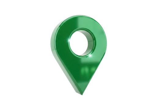 Green map pointer isolated on transparent background for navigation and location - Powered by Adobe