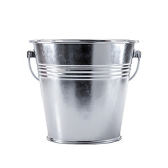 Shiny Metal Bucket with Handles Empty Container