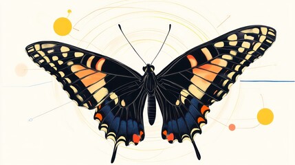 Elegant Black and Orange Butterfly Illustration