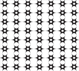 Naklejka premium Black star-like shapes on white grid squares form a bold optical illusion pattern—ideal for modern textiles, wallpapers, packaging, and visually striking decorative surfaces.