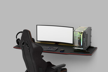 Gaming Monitor Blank Mockup