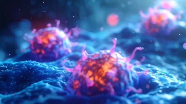 Microscopic View of Cancer Cells Undergoing Division.