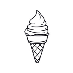 A vector illustration of a sweet, delicious ice cream cone with vanilla and chocolate scoops, perfect for a cold summer dessert