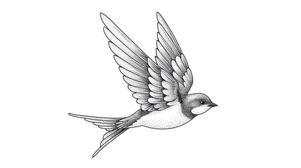 Obraz premium Swallow in flight illustration