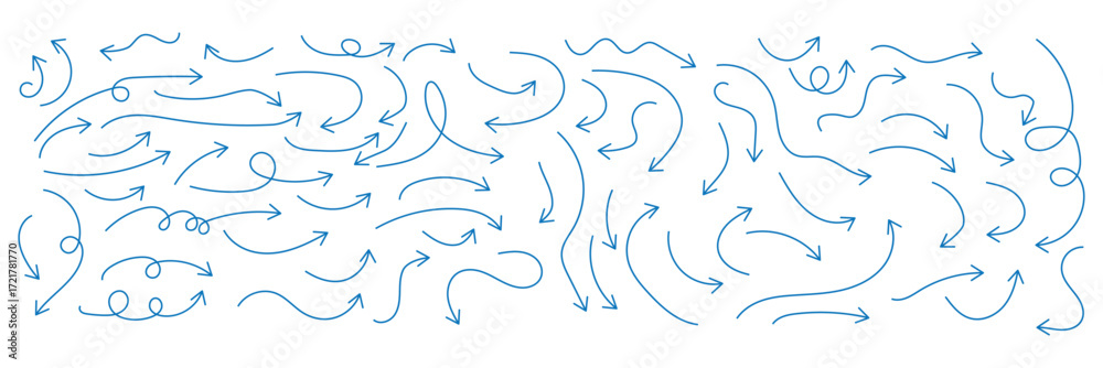 Canvas Prints hand drawn swirly arrows collection - thin line doodle vector pointers