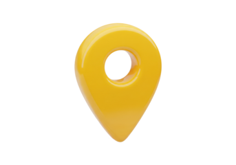 Yellow location pin pointer isolated on transparent background