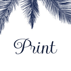 Minimalist vector design with palm leaves. Classic botanical style for creating prints, posters or packaging. Toile de Jouy print.