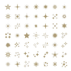 Gold star icon set, sparkling star vector collection, glittering star symbols. © Uttpol Saha