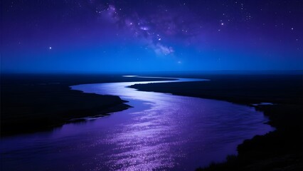 Fototapeta premium Milky Way over river at night
