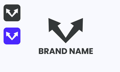Modern Unique Minimalist Letter V Arrow Logo Design