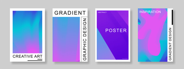 Fototapeta premium Abstract modern gradient liquid poster background set. Minimalist cover template design. Suitable for banner, brochure, flyer and wallpaper. Vector