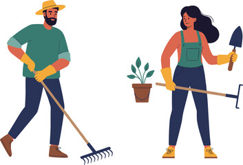 Gardening, teamwork, outdoor activity, planting, sustainable lifestyle, garden tools, spring season, eco-friendly, couple gardening, teamwork, soil care, nature, hobby