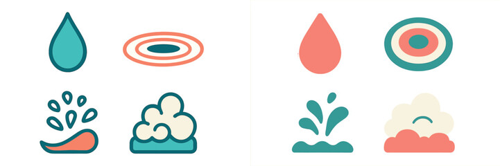 Colorful illustration collection of water-related shapes and designs for creative projects and inspiration