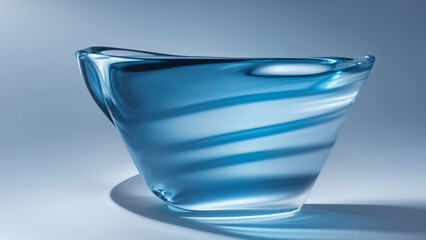 Glass bowl with blue stripe pattern