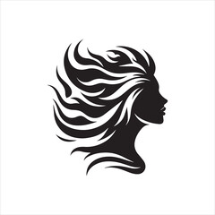 Abstract Profile of a Woman with Ornate Hair.