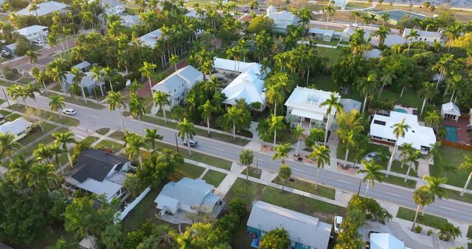 Aerial view of Punta Gorda, Florida. American city southern historical architecture. USA panoramic cityscape.