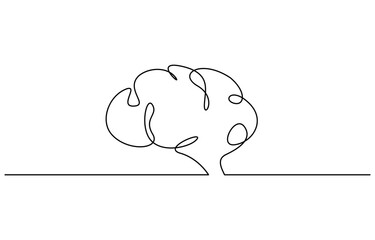 Continuous one line drawing of human brain vector illustration. Editable stroke