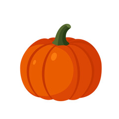 Small round orange pumpkin isolated flat vector illustration