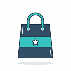 A stylish blue and teal shopping bag with a star emblem, representing retail, purchases, and commerce.