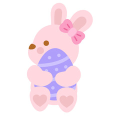 Fototapeta premium A pink bunny holding an egg