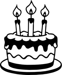 birthday cake with candles icon silhuette 