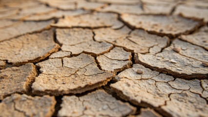 Obraz premium Poor waste management leads to climate change causing arid dry cracked soil. desolate ground shows future challenge for food production and environmental problems