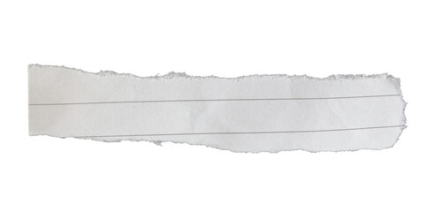 Piece of ripped torn lined paper on transparent background, paper cut out design element