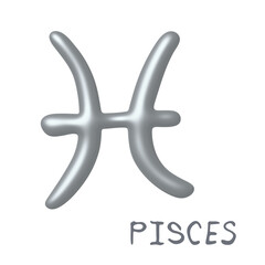 3d pisces zodiac sign Astrology clipart Element for design