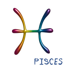 3d pisces zodiac sign Astrology clipart Element for design
