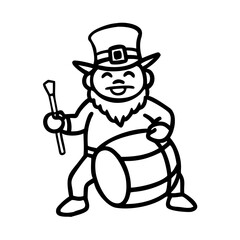 Naklejka premium Leprechaun drummer playing a drum with a smile for St. Patrick's Day 