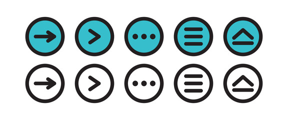 Flat Design Navigation Icons Arrows Menu and Mobile App Symbols