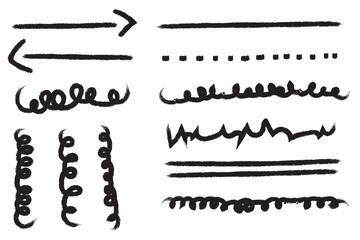 Hand-Drawn Sketch Lines and Doodle Arrows Set Isolated on White Background