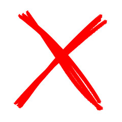 Red scribble doodle cross x shape cut out design element