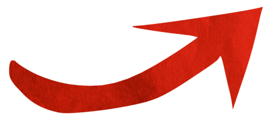 Red paper arrow sign on transparent background PNG
