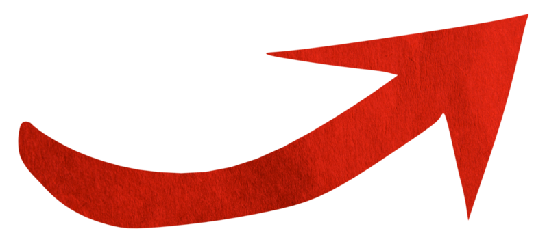 Red paper arrow sign on transparent background PNG