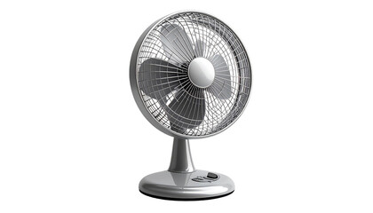 3D render of a silver pedestal fan