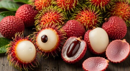 Freshly Cut Ripe Fruits with Juicy Flesh in a Botanical Setting