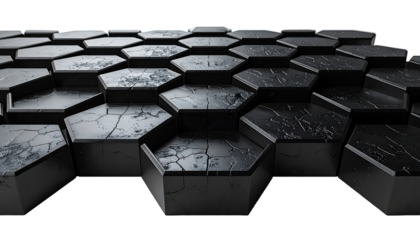 Abstract geometric pattern of dark hexagonal tiles