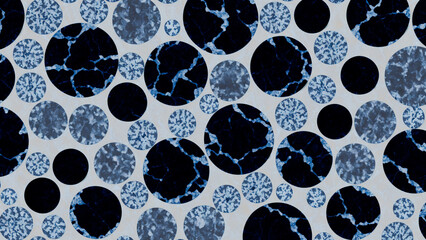 Abstract pattern of marble and dark blue circles