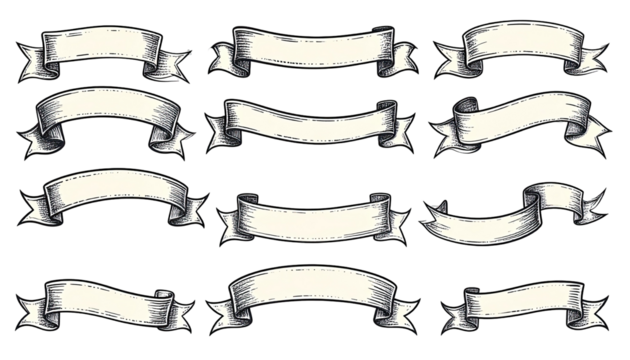 Set of vintage ribbons