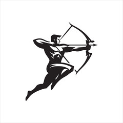 Fototapeta premium Dynamic Silhouette of an Archer Aiming Arrow with Bow and Arrow.