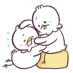 泣きつく白い鳥のイラスト