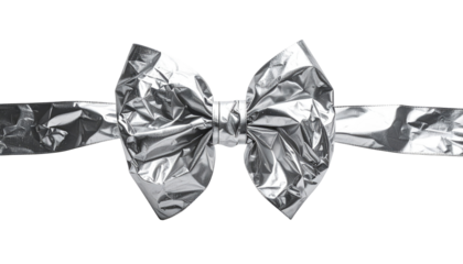 Silver foil bow on black background
