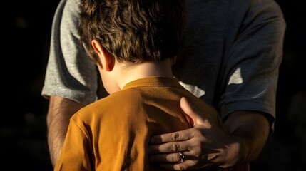 Father comforting son, parent child relationship, family support, love and care, parenting advice, support system