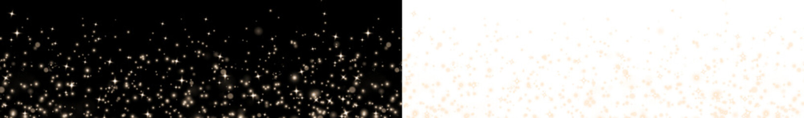 Sparkling golden glitter overlay on a contrasting black and white background, ideal for creative projects, invitations, and festive designs with vibrant visual appeal