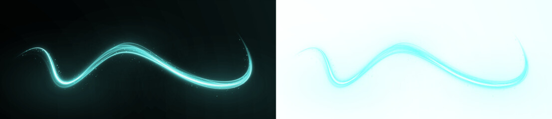 Abstract glowing teal wave overlay on dark and light backgrounds, creating a dynamic visual effect for design projects and enhancing digital artwork with vibrant energy