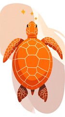 Orange turtle, stylized, abstract background