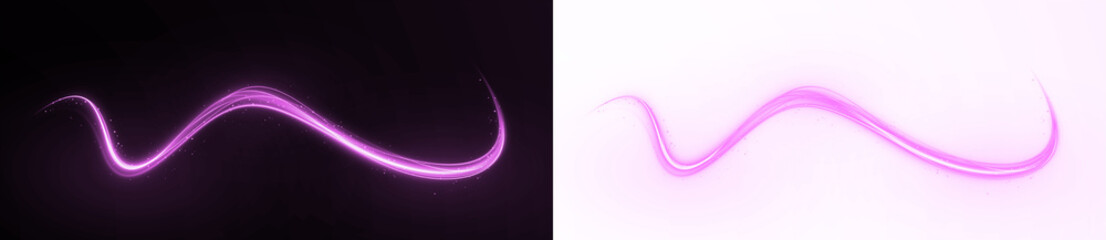 Abstract pink wave overlay on contrasting backgrounds, showcasing vibrant light trails and smooth curves, ideal for creative design projects and digital artwork