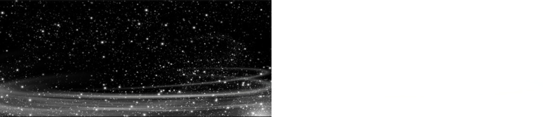 Obraz premium Black and white PNG overlay featuring swirling light trails and sparkling stars, creating a mystical atmosphere with ample copy space for design applications